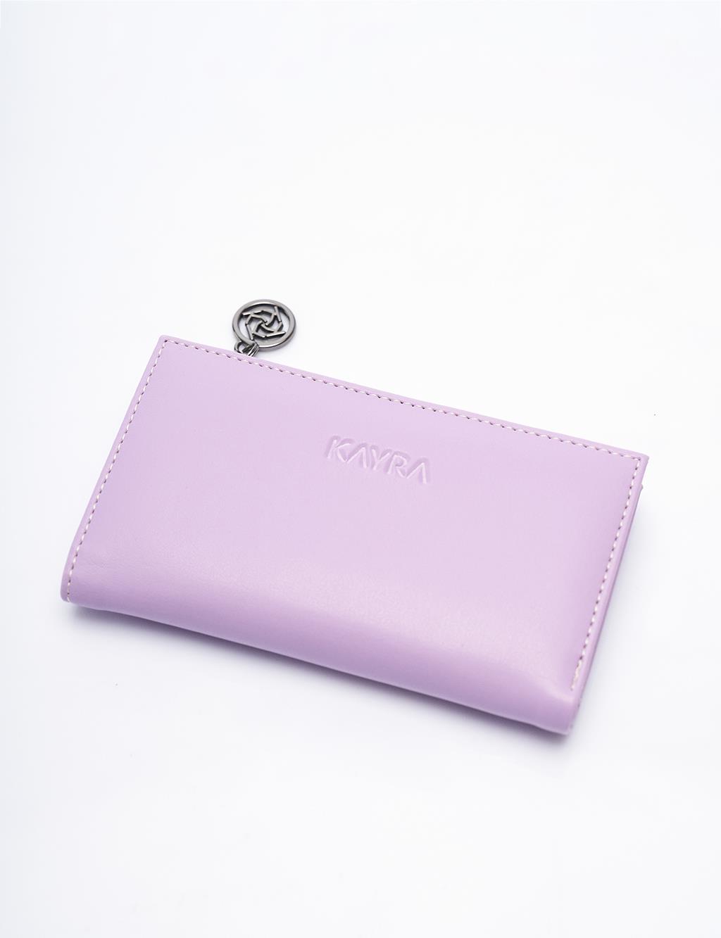 Faux Leather Rectangular Form Wallet Lilac