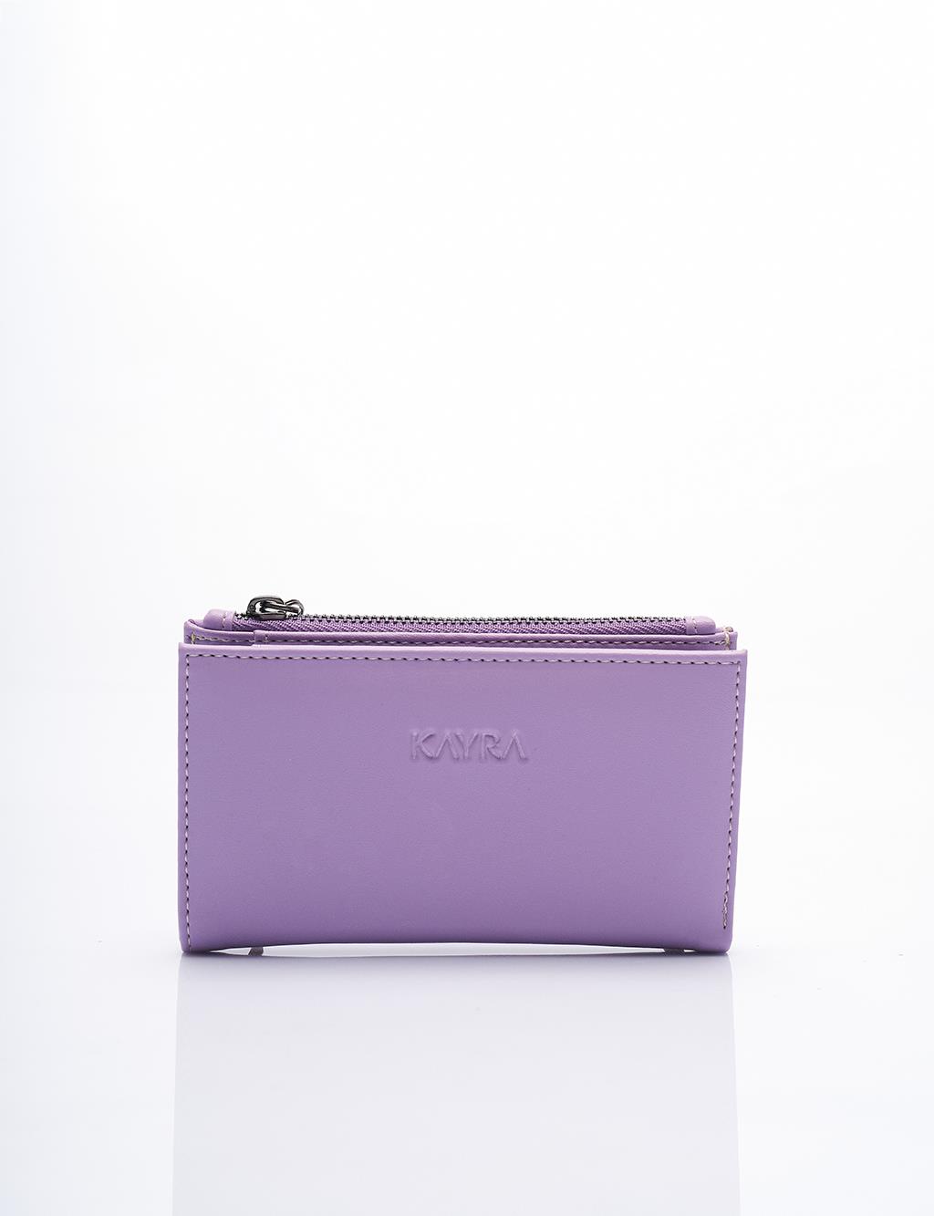 Faux Leather Rectangular Form Wallet Lilac