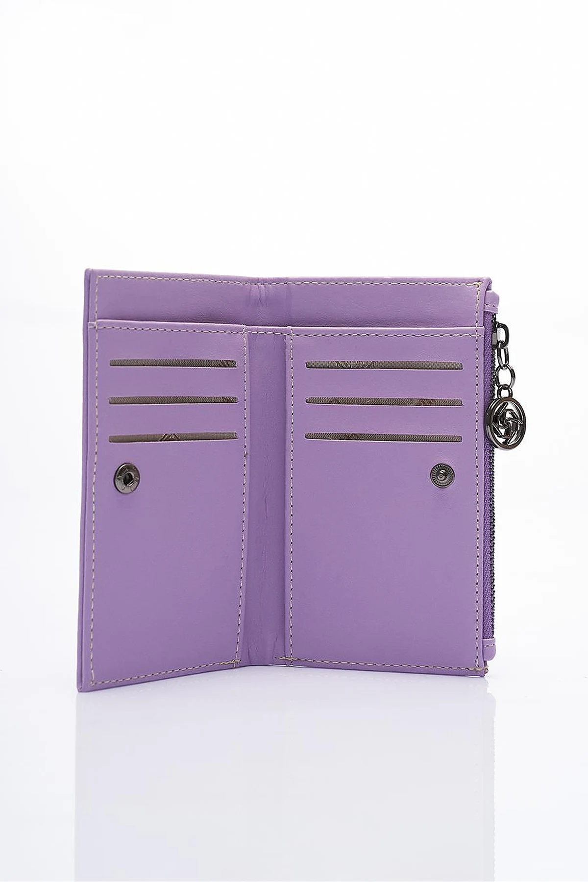 Faux Leather Rectangular Form Wallet Lilac