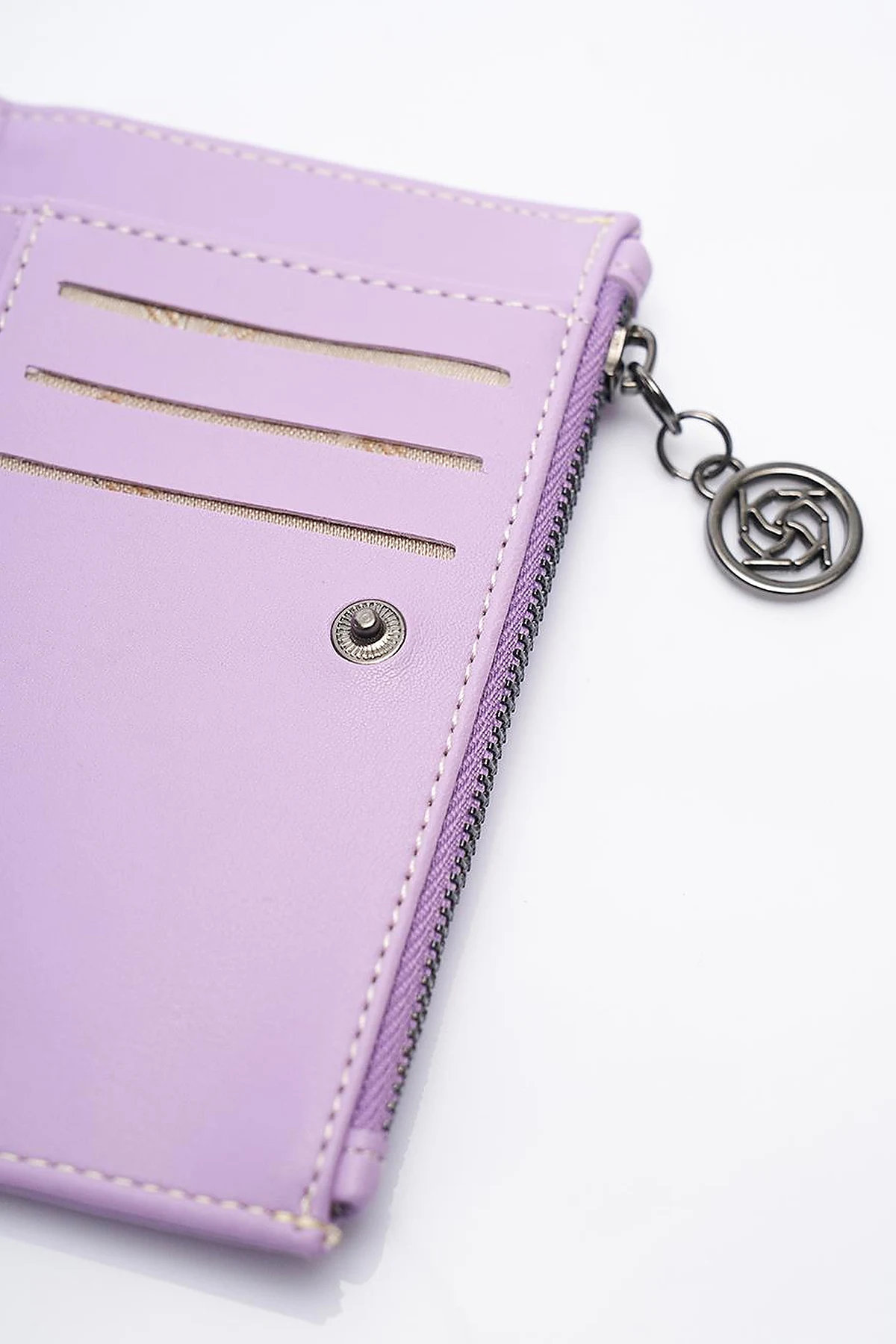Faux Leather Rectangular Form Wallet Lilac