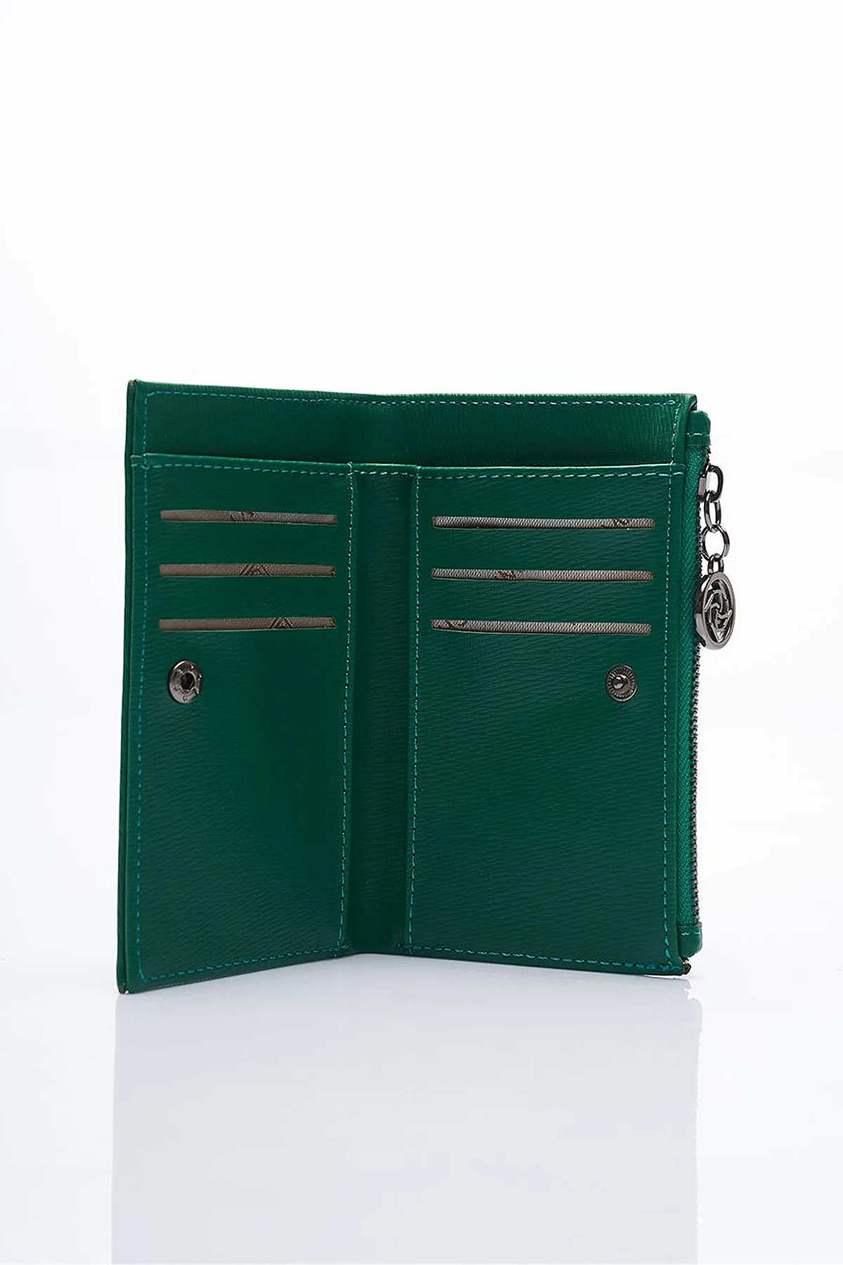 Faux Leather Rectangular Form Wallet Green