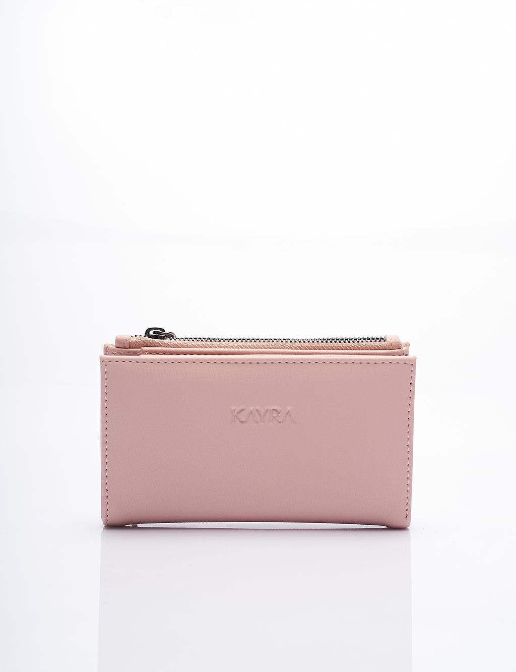 Faux Leather Rectangular Form Wallet Powder