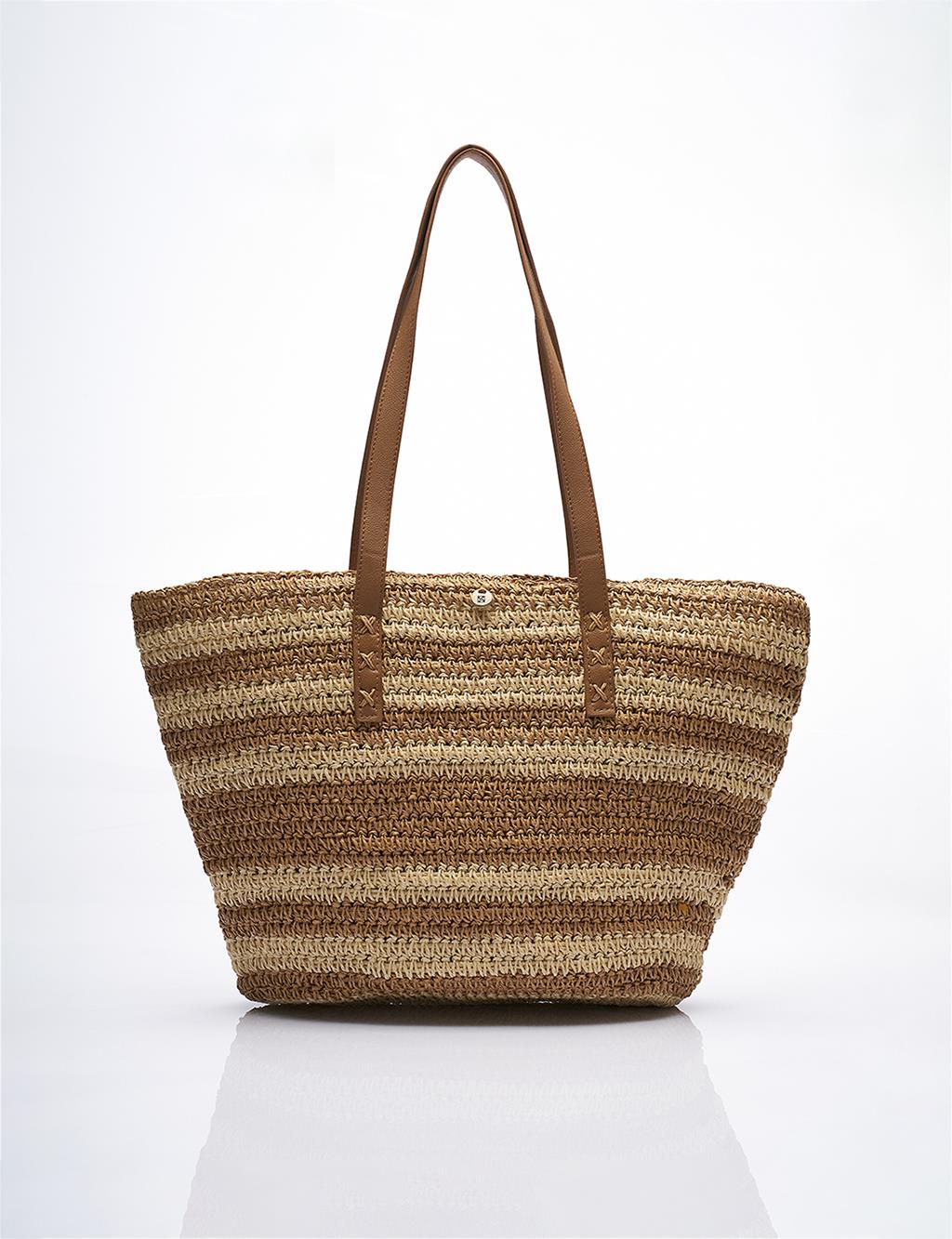 Hanging Straw Bag Cream