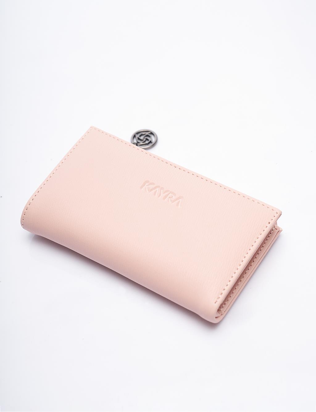 Faux Leather Rectangular Form Wallet Powder