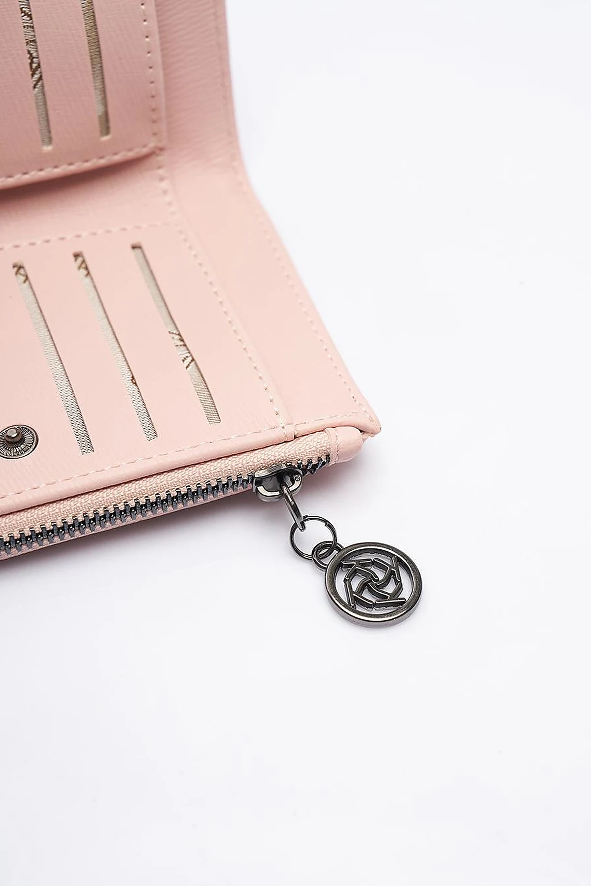 Faux Leather Rectangular Form Wallet Powder
