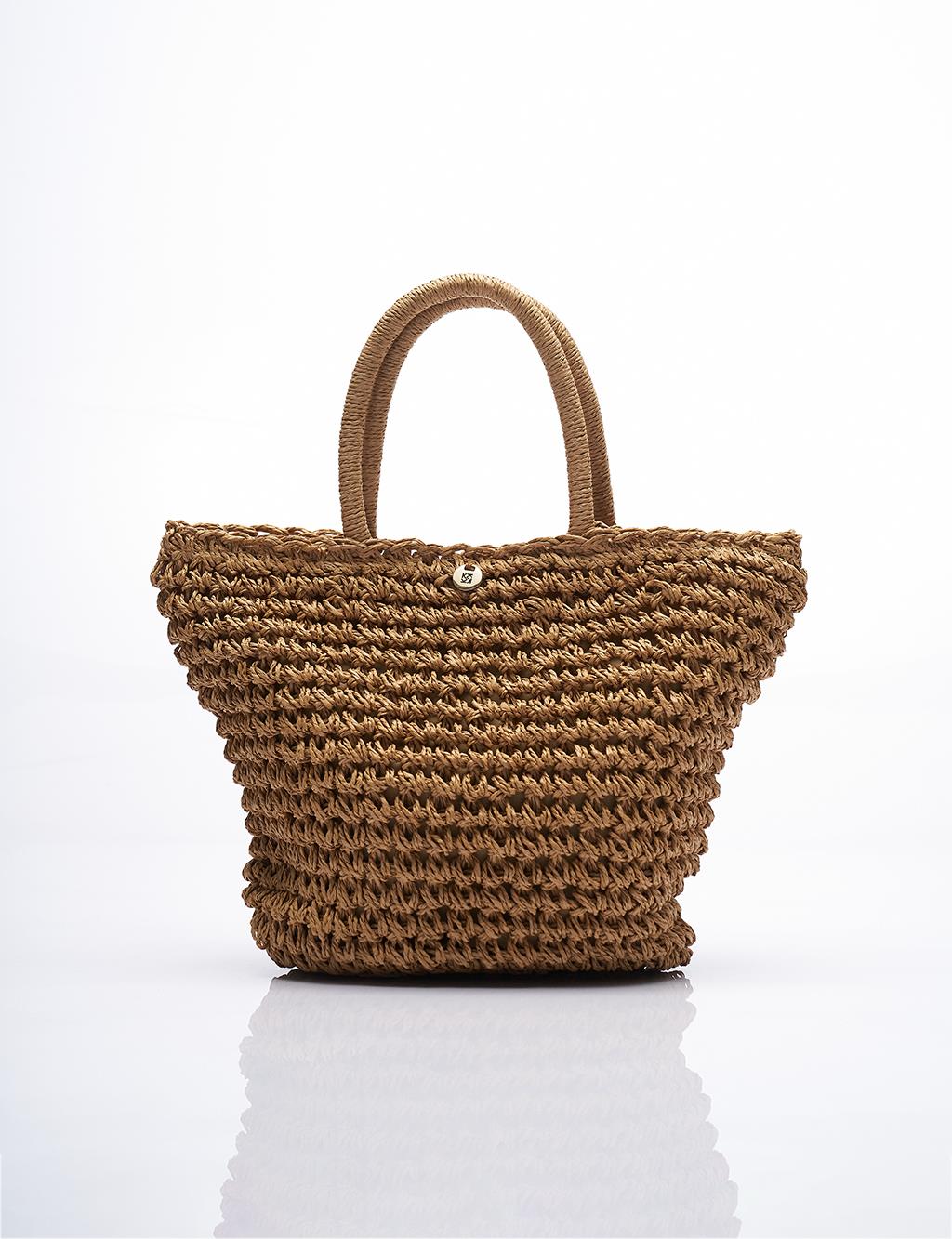 Straw Knit Tote Bag Cream