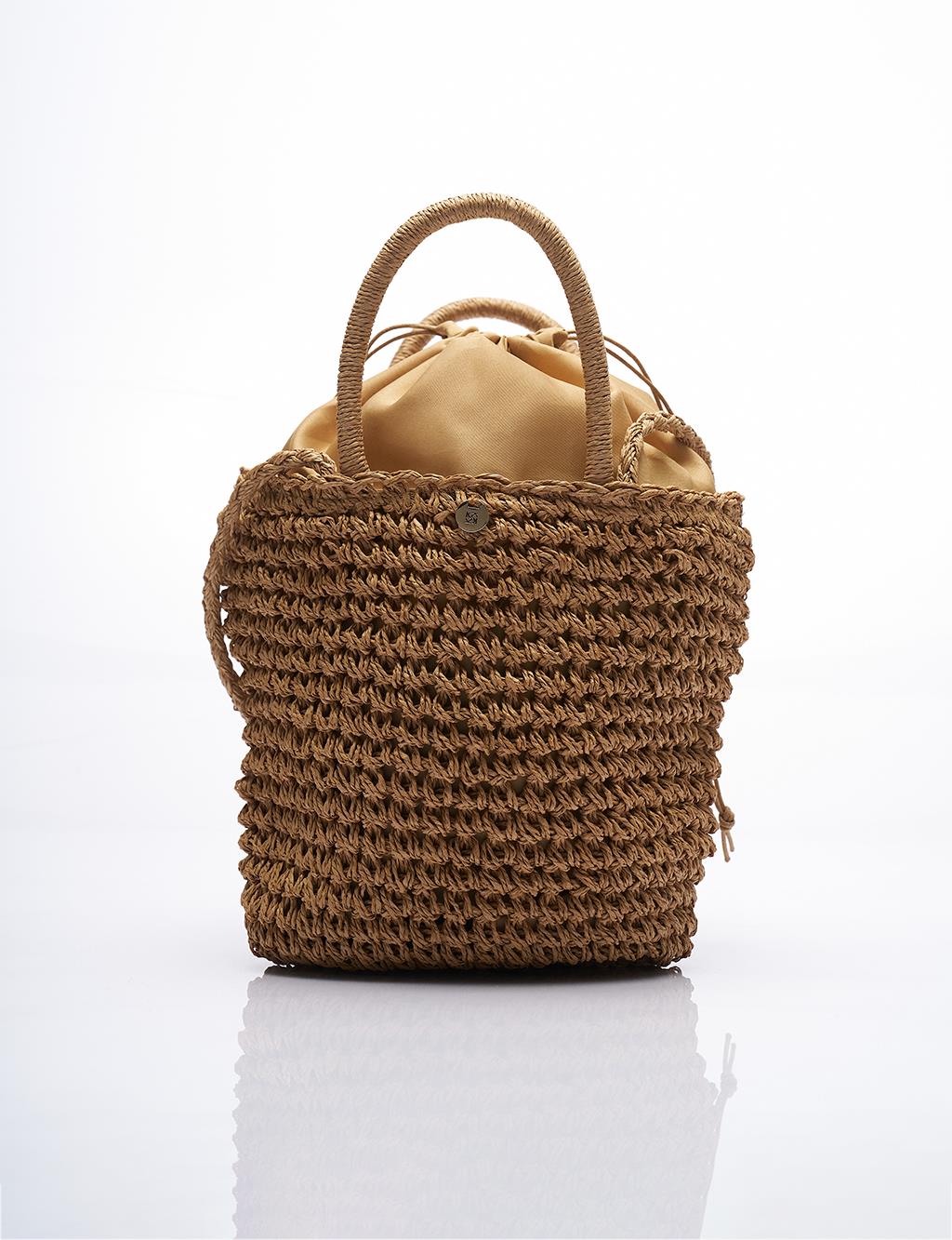 Straw Knit Tote Bag Cream