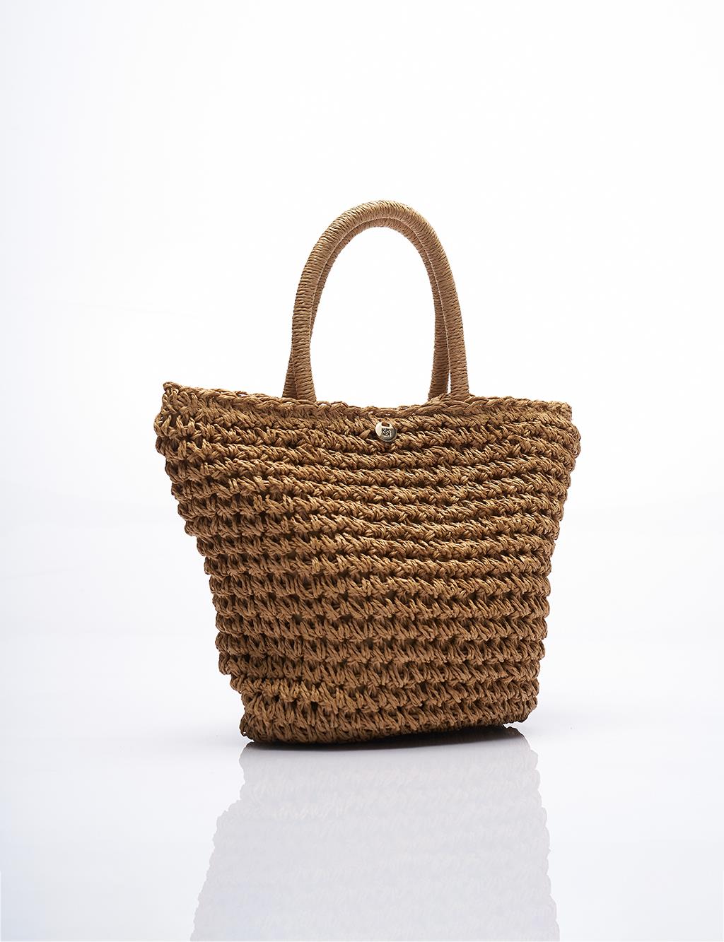 Straw Knit Tote Bag Cream