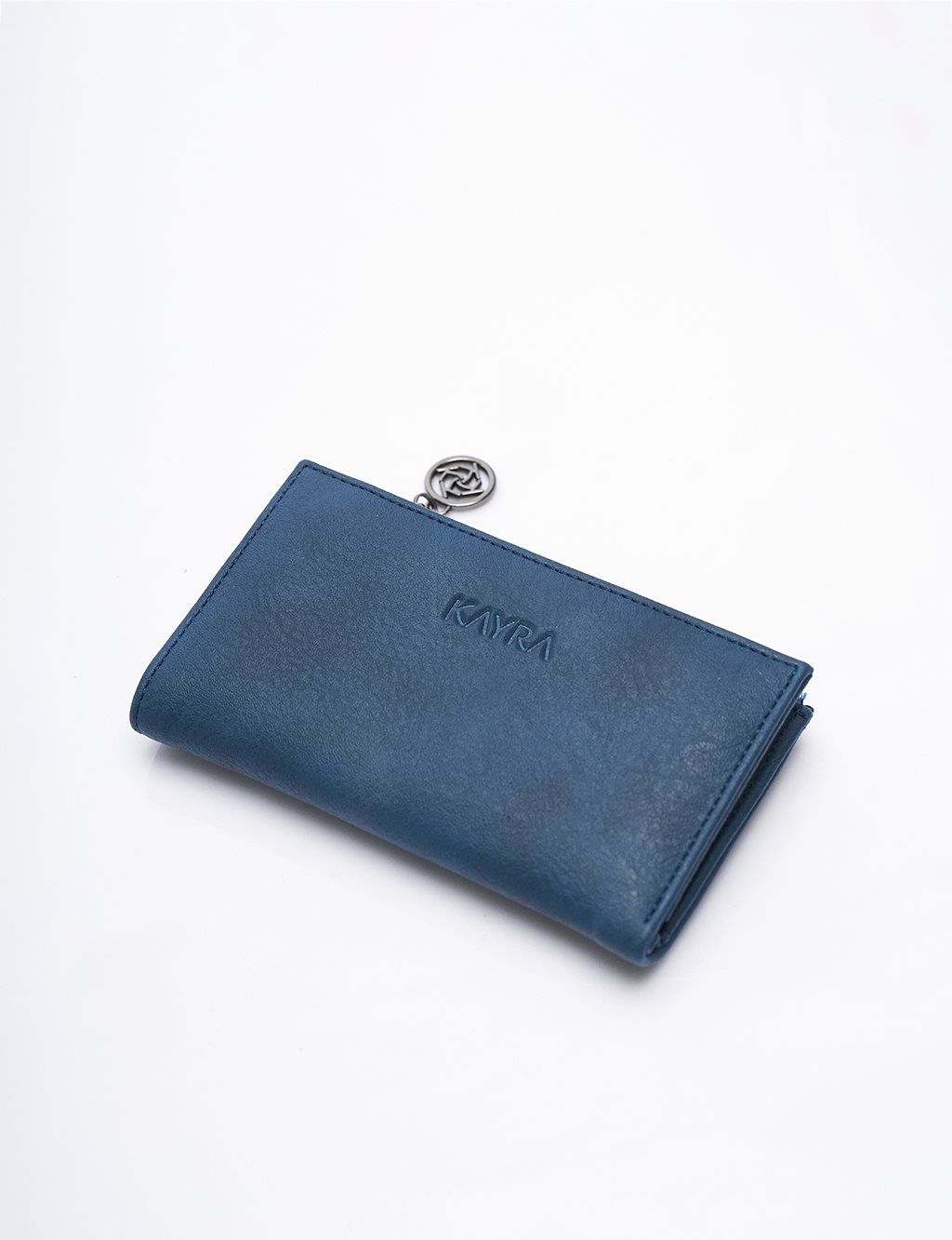 Faux Leather Rectangular Form Wallet Navy Blue