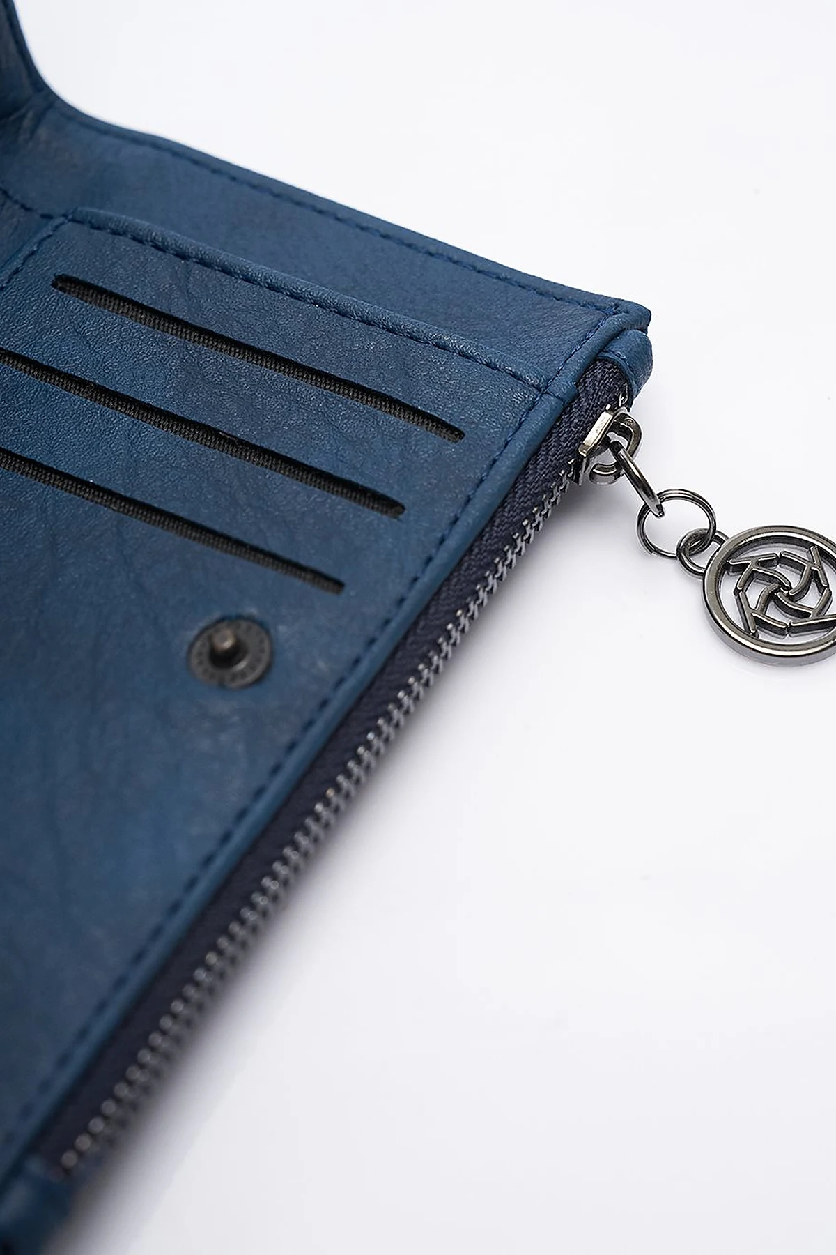 Faux Leather Rectangular Form Wallet Navy Blue