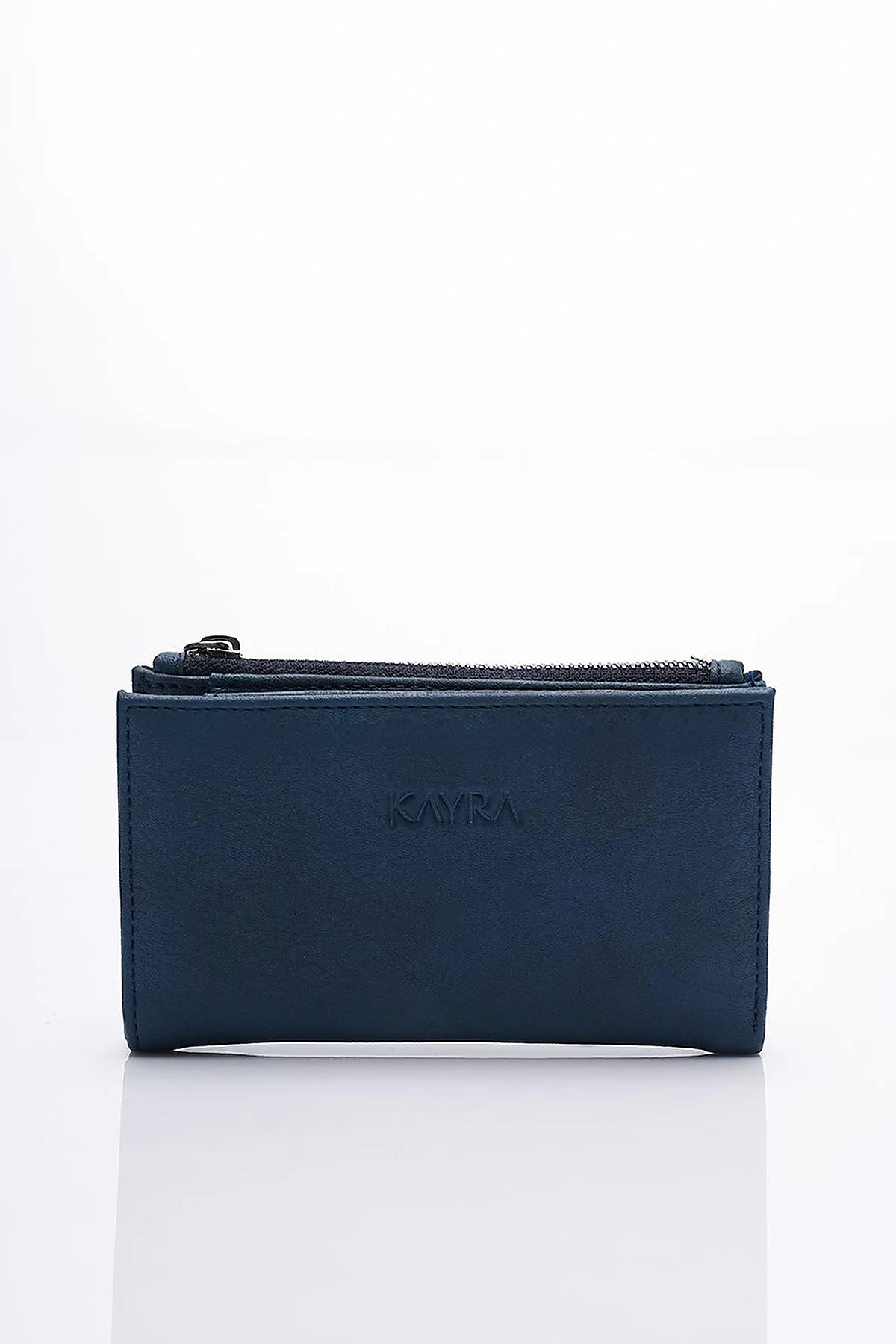 Faux Leather Rectangular Form Wallet Navy Blue