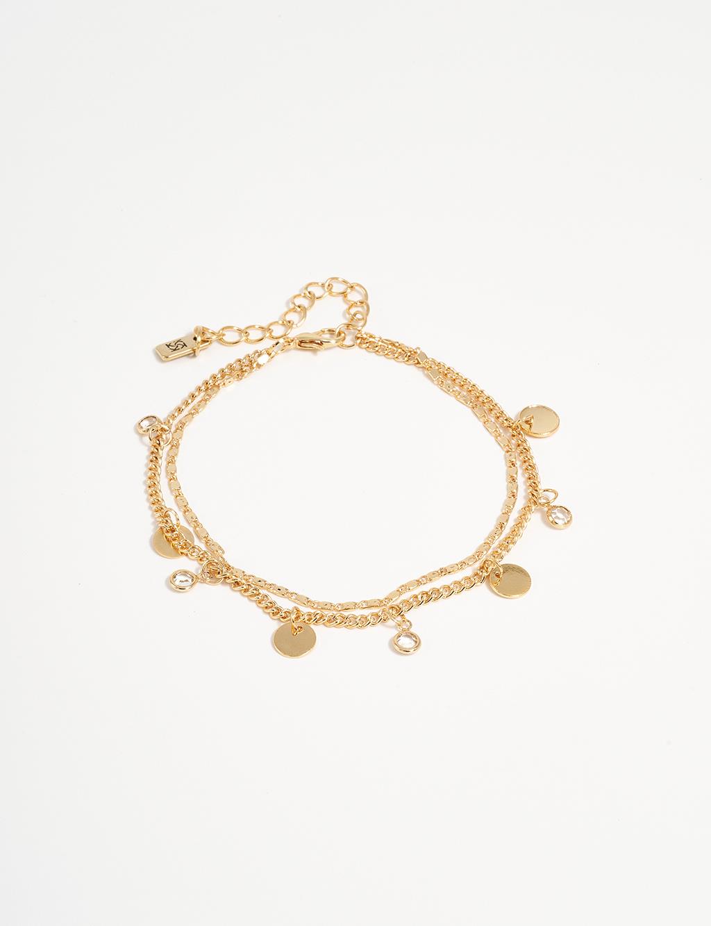 Multiple Minimal Figured Anklet Gold