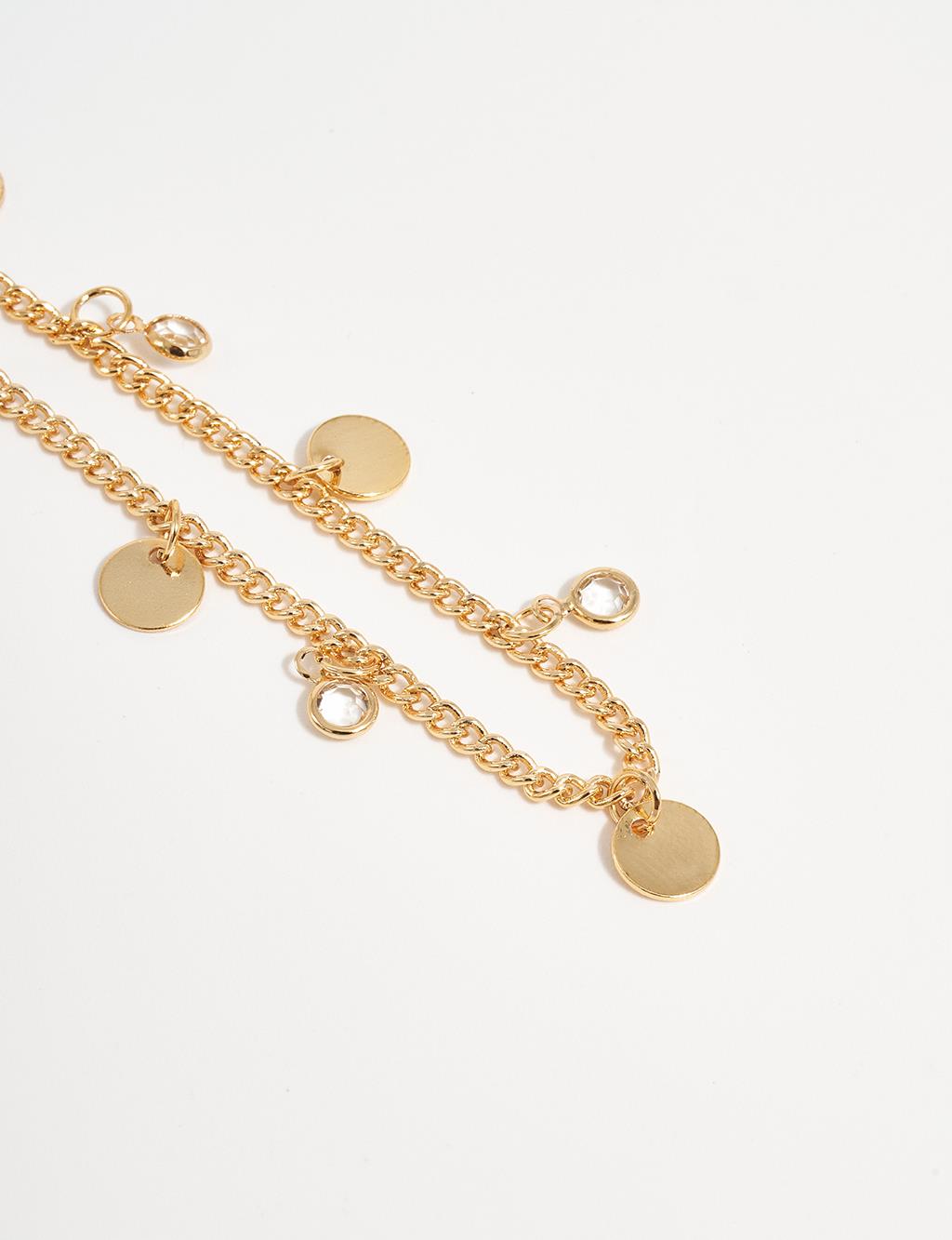 Multiple Minimal Figured Anklet Gold