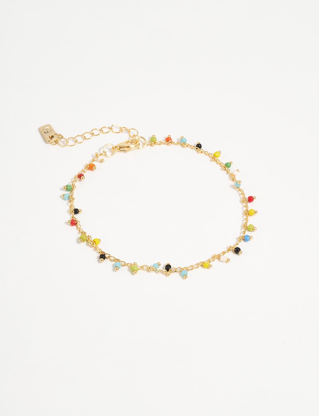 Colorful Beaded Anklet Gold