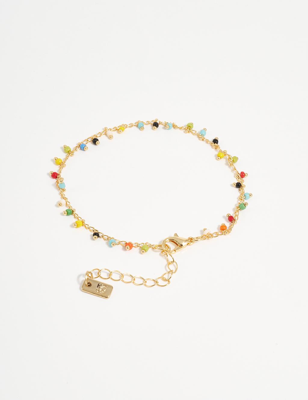 Colorful Beaded Anklet Gold