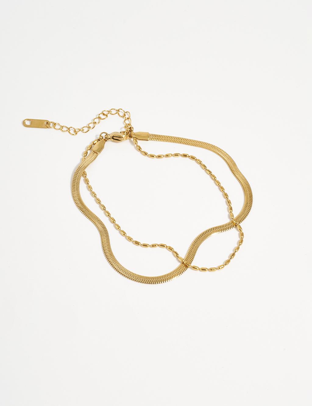 Flat Form Steel Anklet Gold