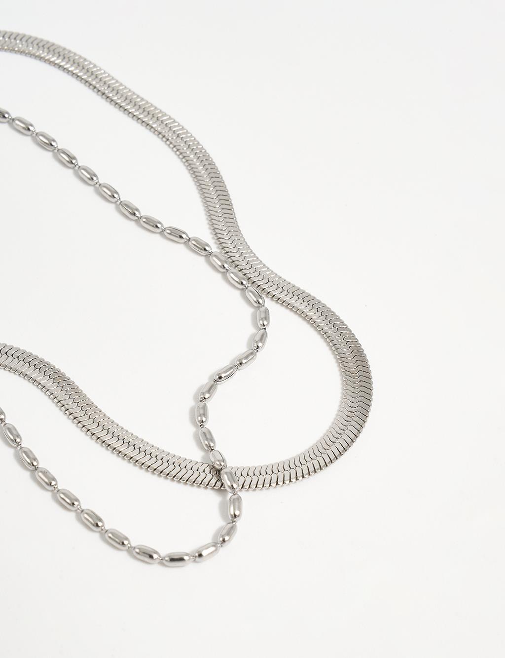 Flat Form Steel Anklet Silver