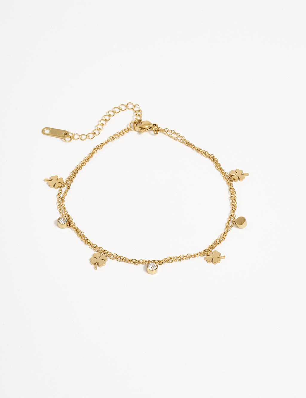 Multiple Figure Steel Anklet Gold