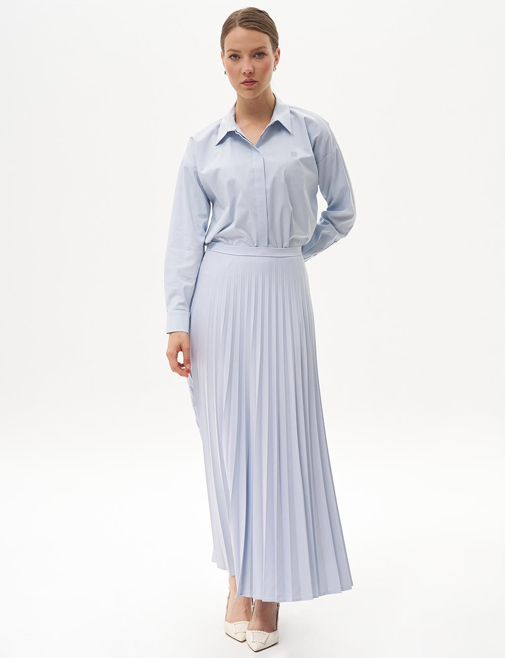Basic Pleated Skirt Blue
