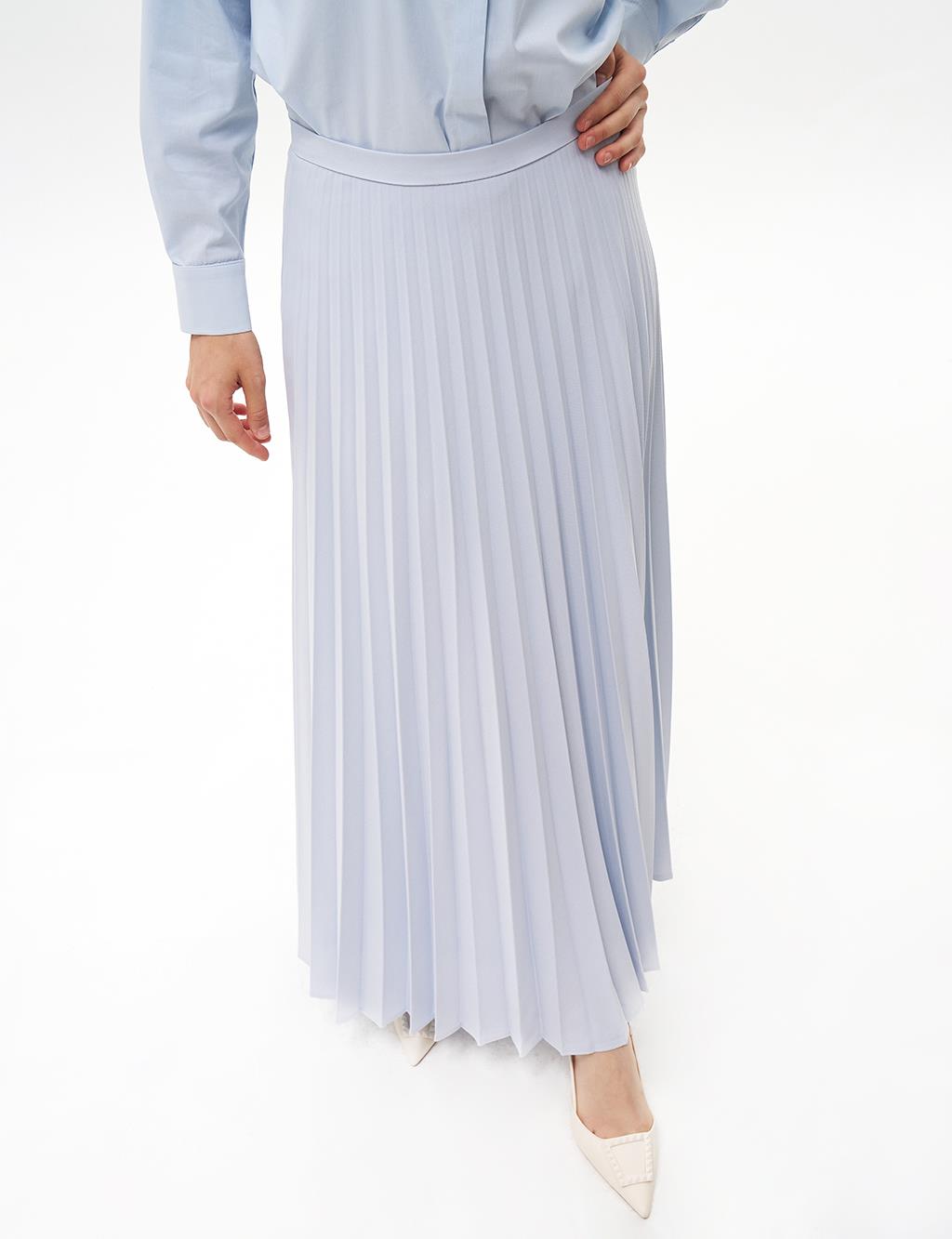 Basic Pleated Skirt Blue