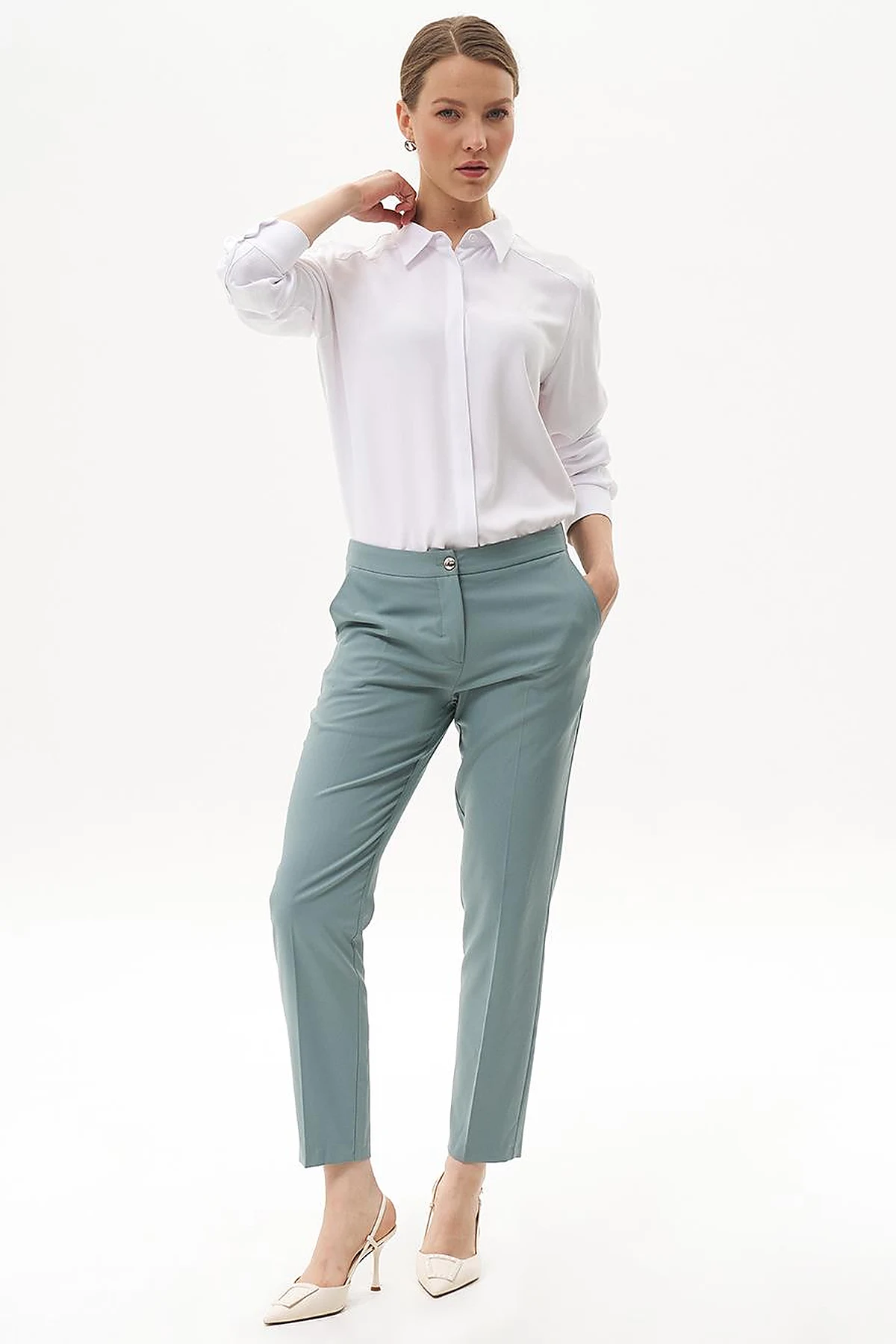 Basic Fermuarlı Pantolon Nefti 