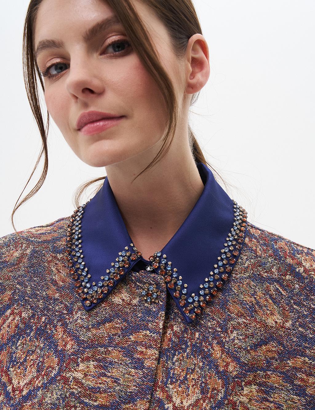 Ethnic Patterned Cap Indigo