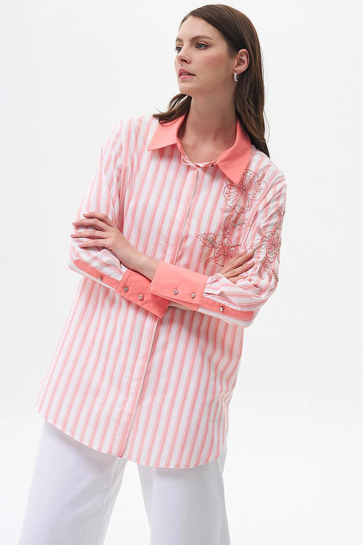 Geniş Manşetli Pamuklu Tunik Shell Pink