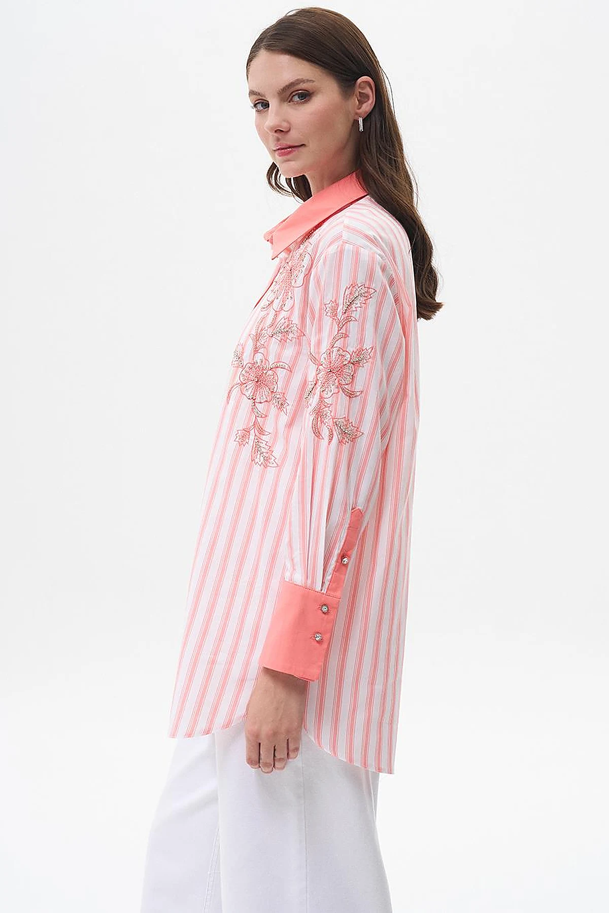 Geniş Manşetli Pamuklu Tunik Shell Pink
