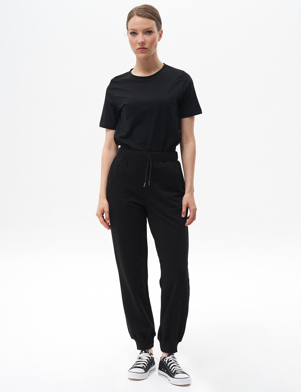 Elastic Waist Jogger Trousers Black