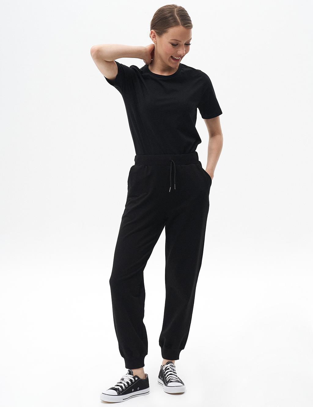 Elastic Waist Jogger Trousers Black