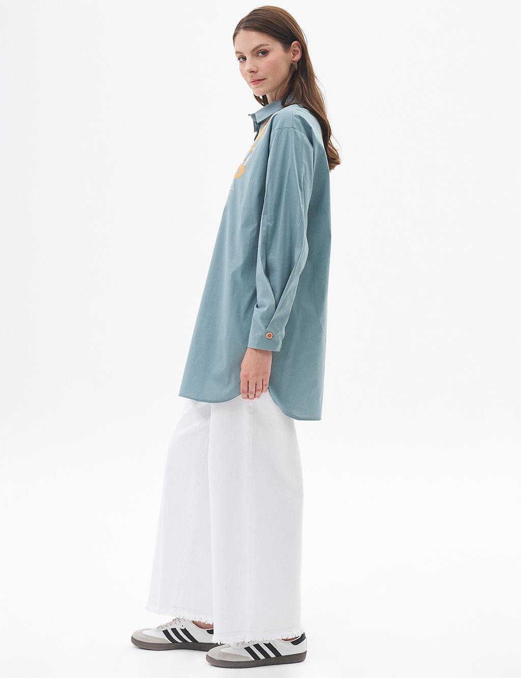 Embroidered Poplin Tunic Mint