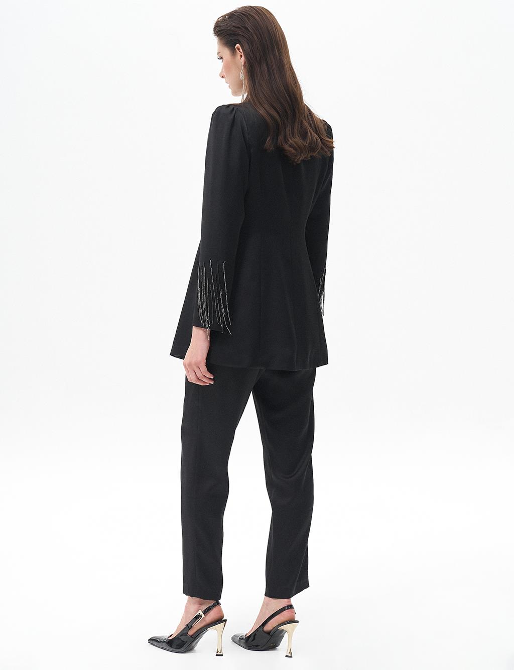 Double Suit with Embroidered Sleeves Black