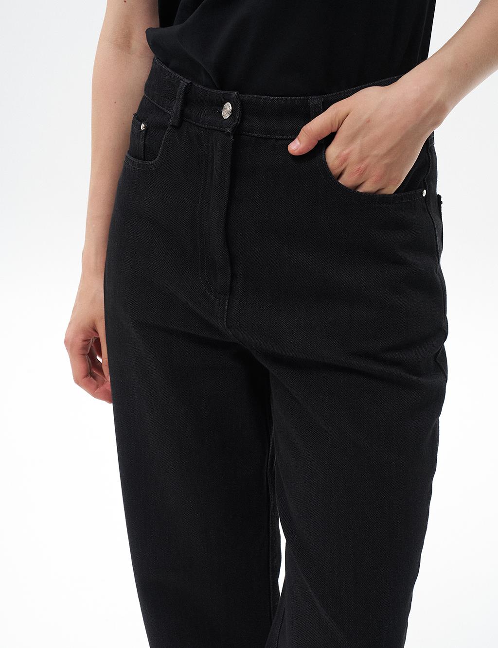 Straight Fit Denim Trousers Black