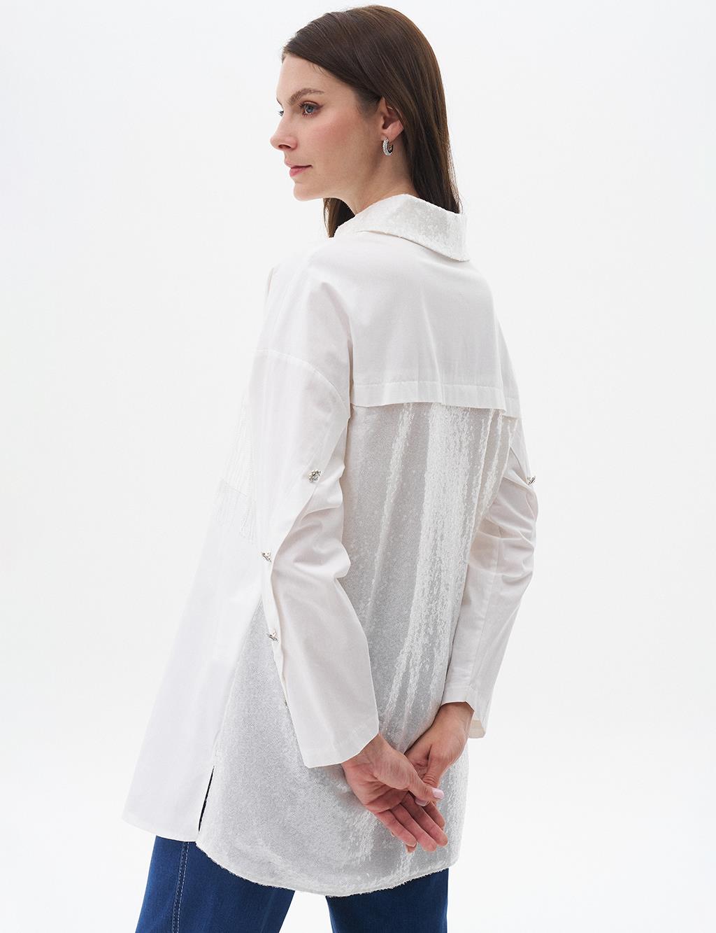 Sleeve Detailed Poplin Tunic Ecru