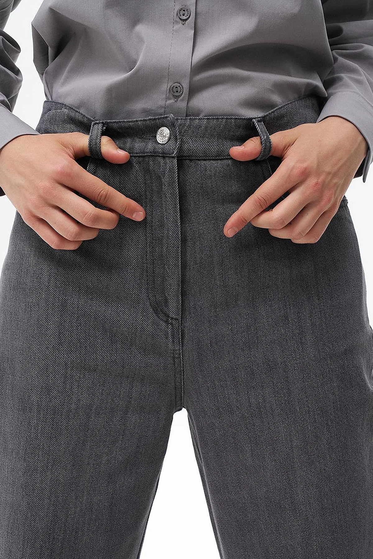 Straight Fit Denim Pants Gray