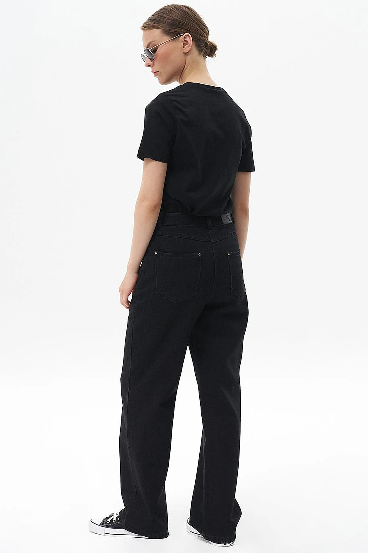 Straight Fit Denim Trousers Black