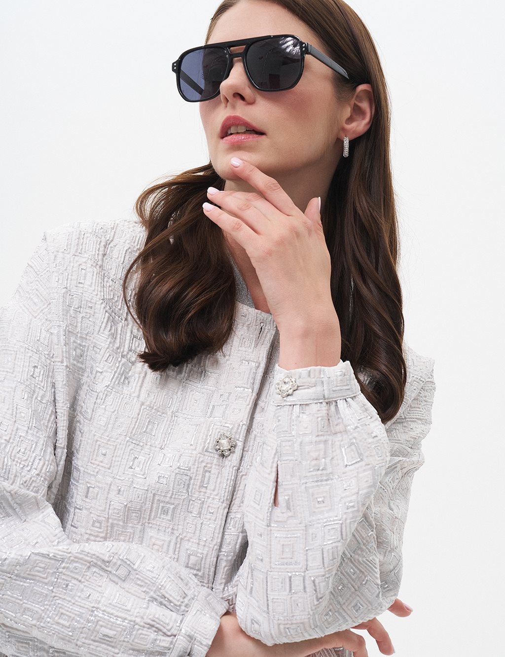 Shiny Stone Jacquard Jacket Gray