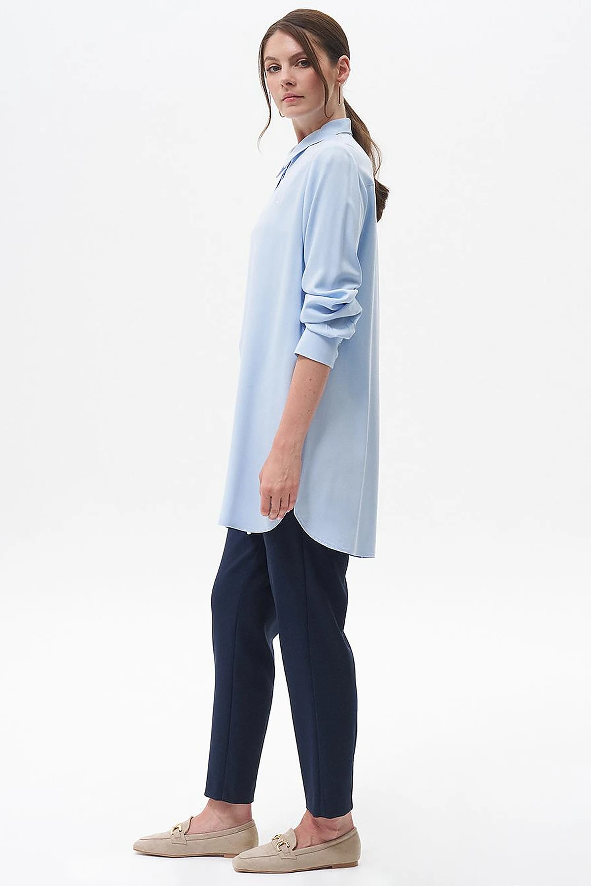 100% Viscose Basic Tunic Ice Blue