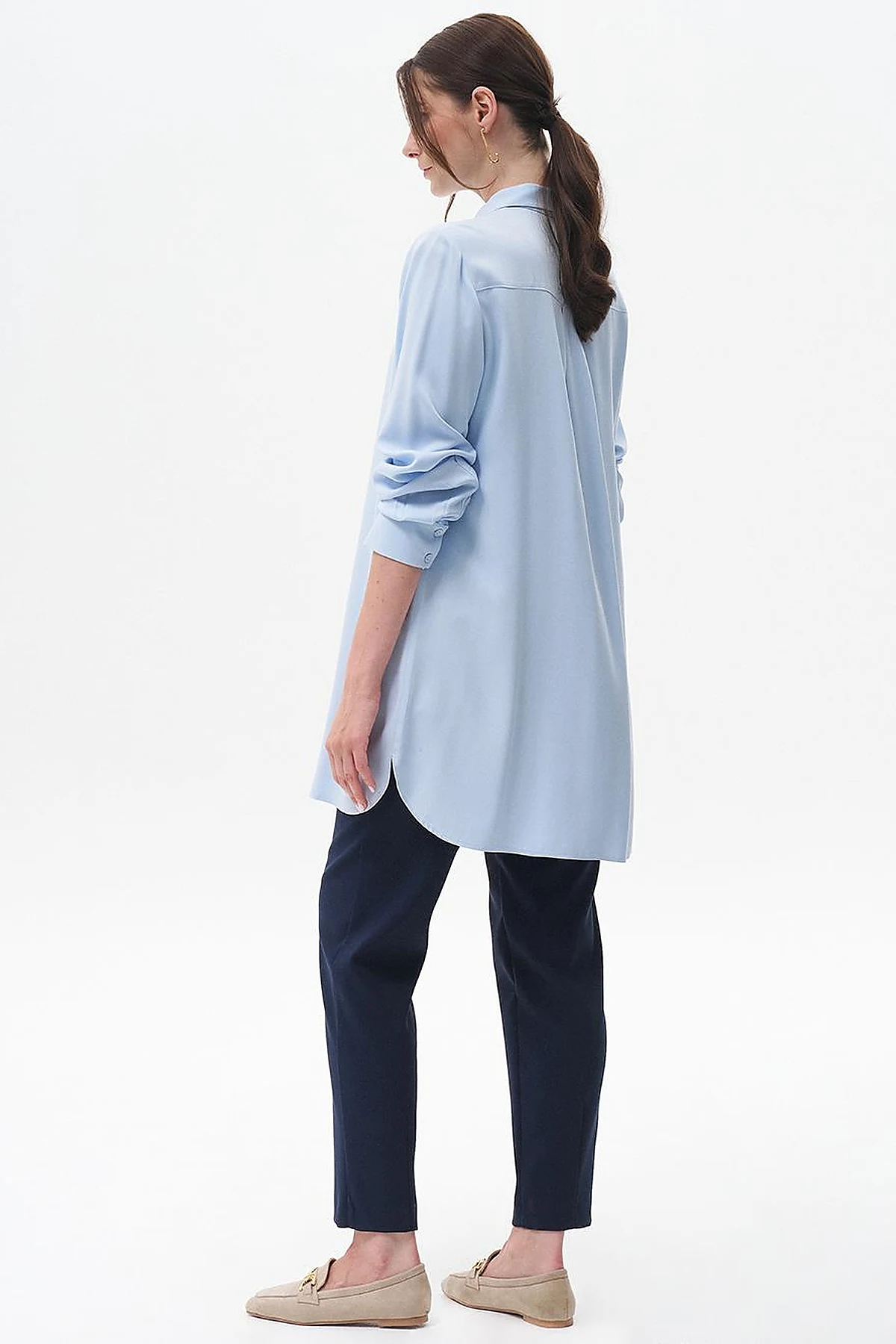 100% Viscose Basic Tunic Ice Blue