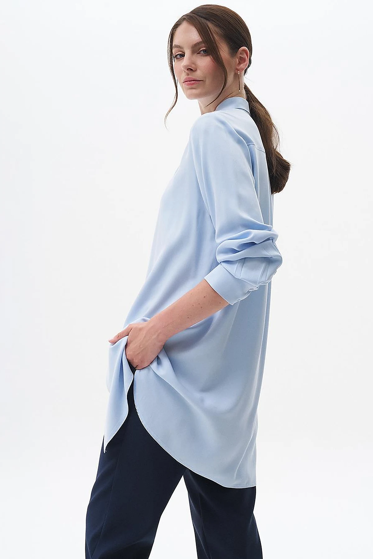 100% Viscose Basic Tunic Ice Blue