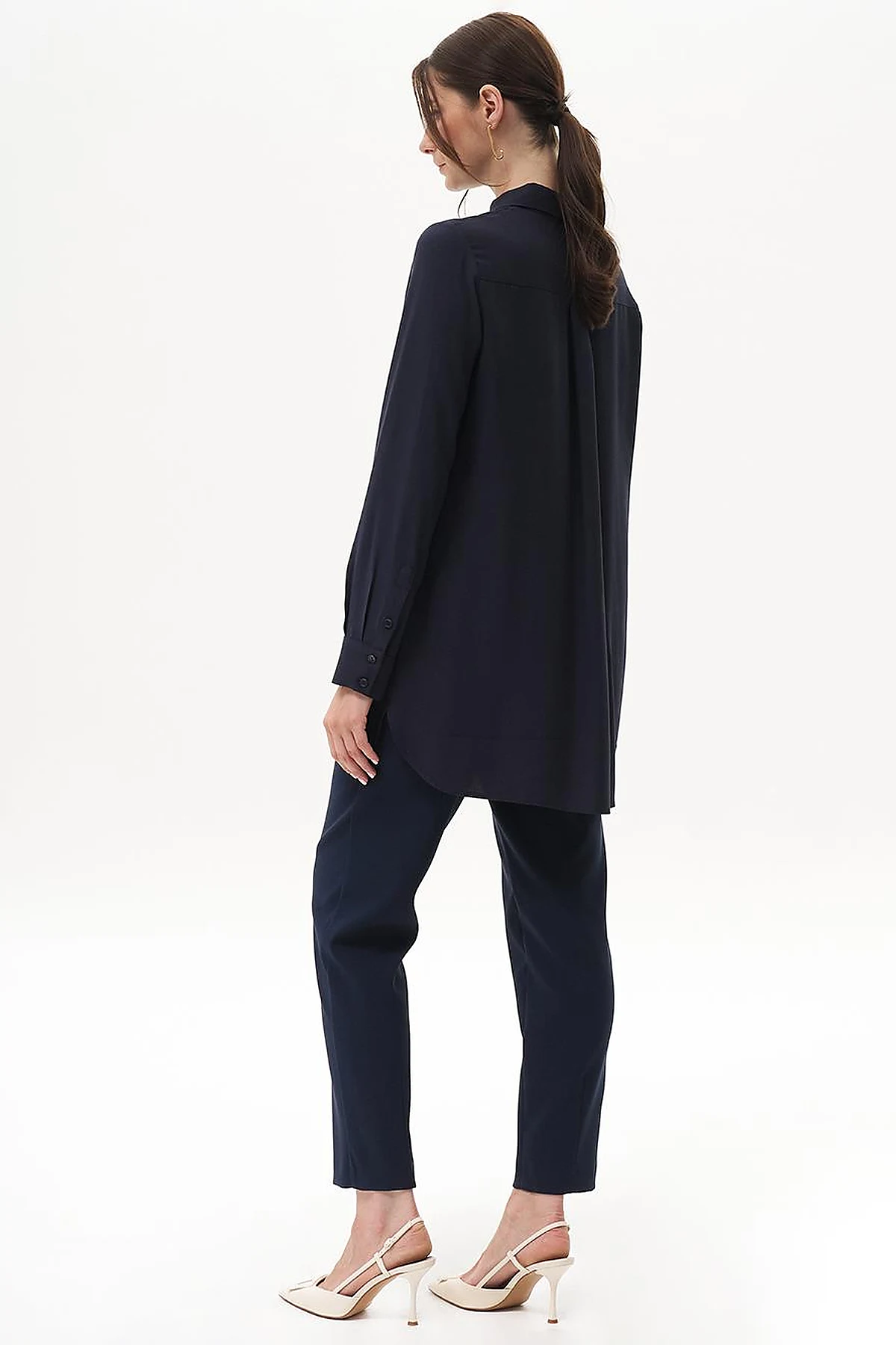 100% Viscose Basic Tunic Navy Blue
