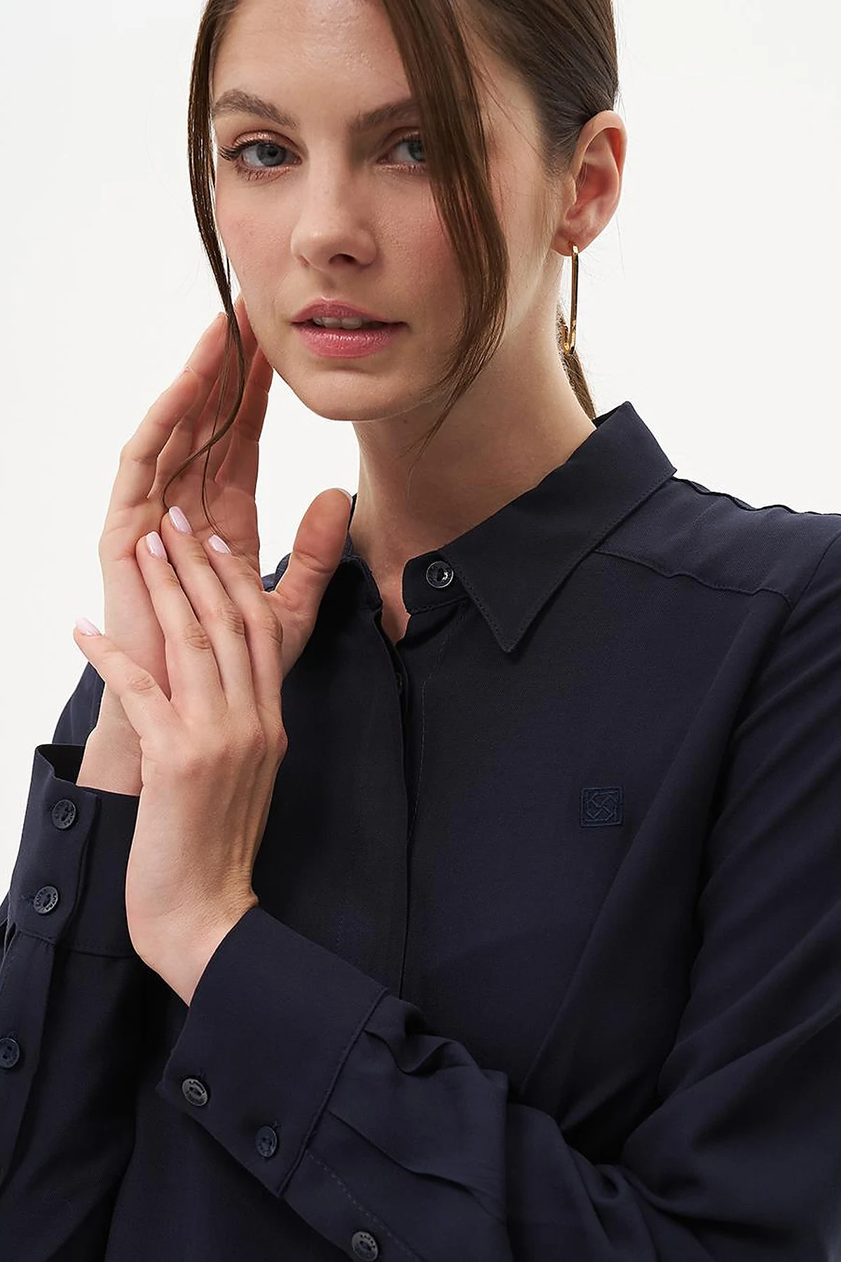 100% Viscose Basic Tunic Navy Blue