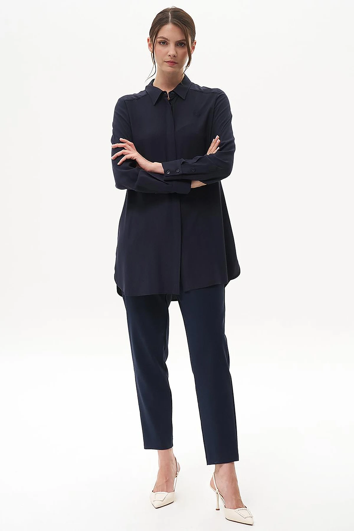 100% Viscose Basic Tunic Navy Blue