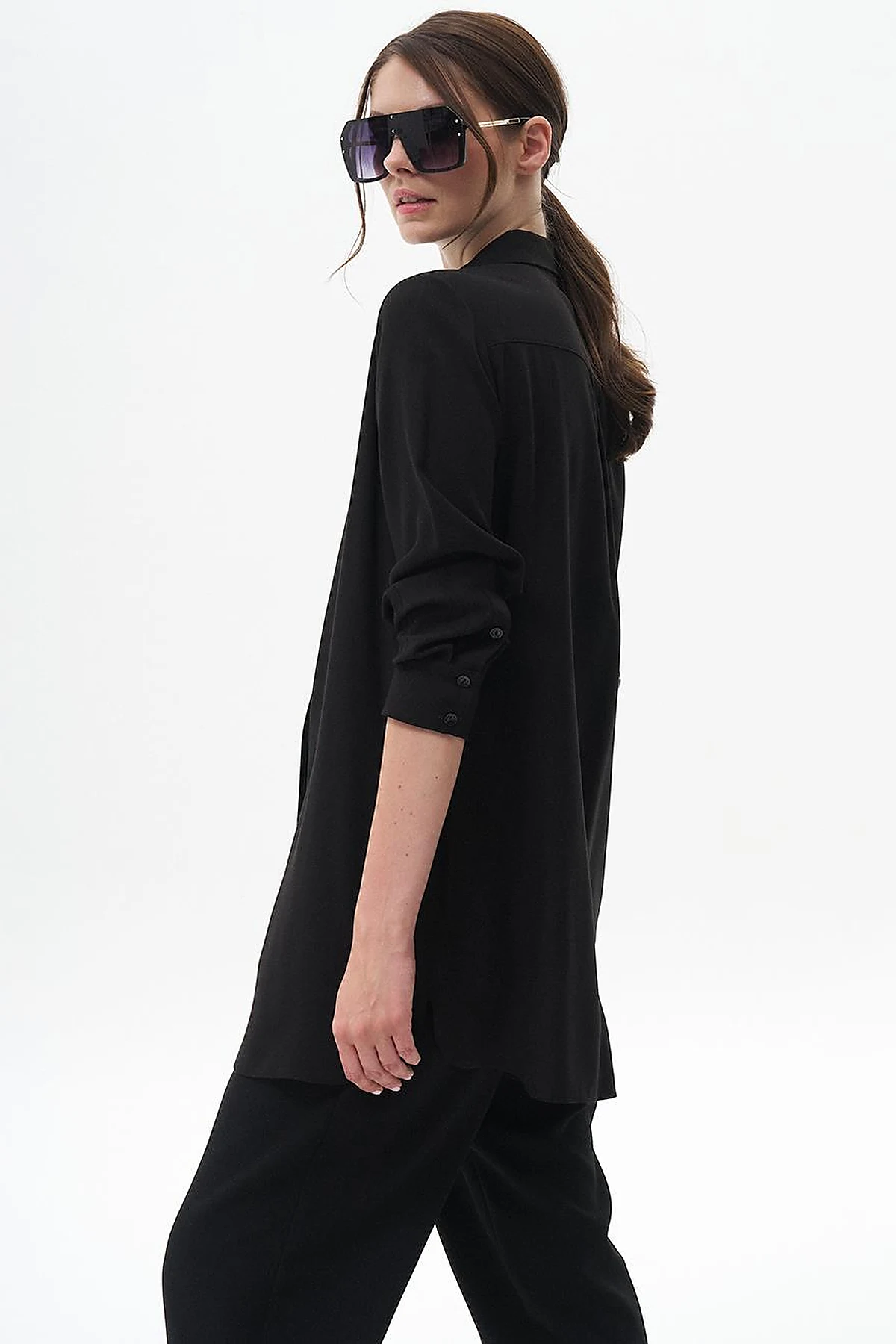 100% Viscose Basic Tunic Black