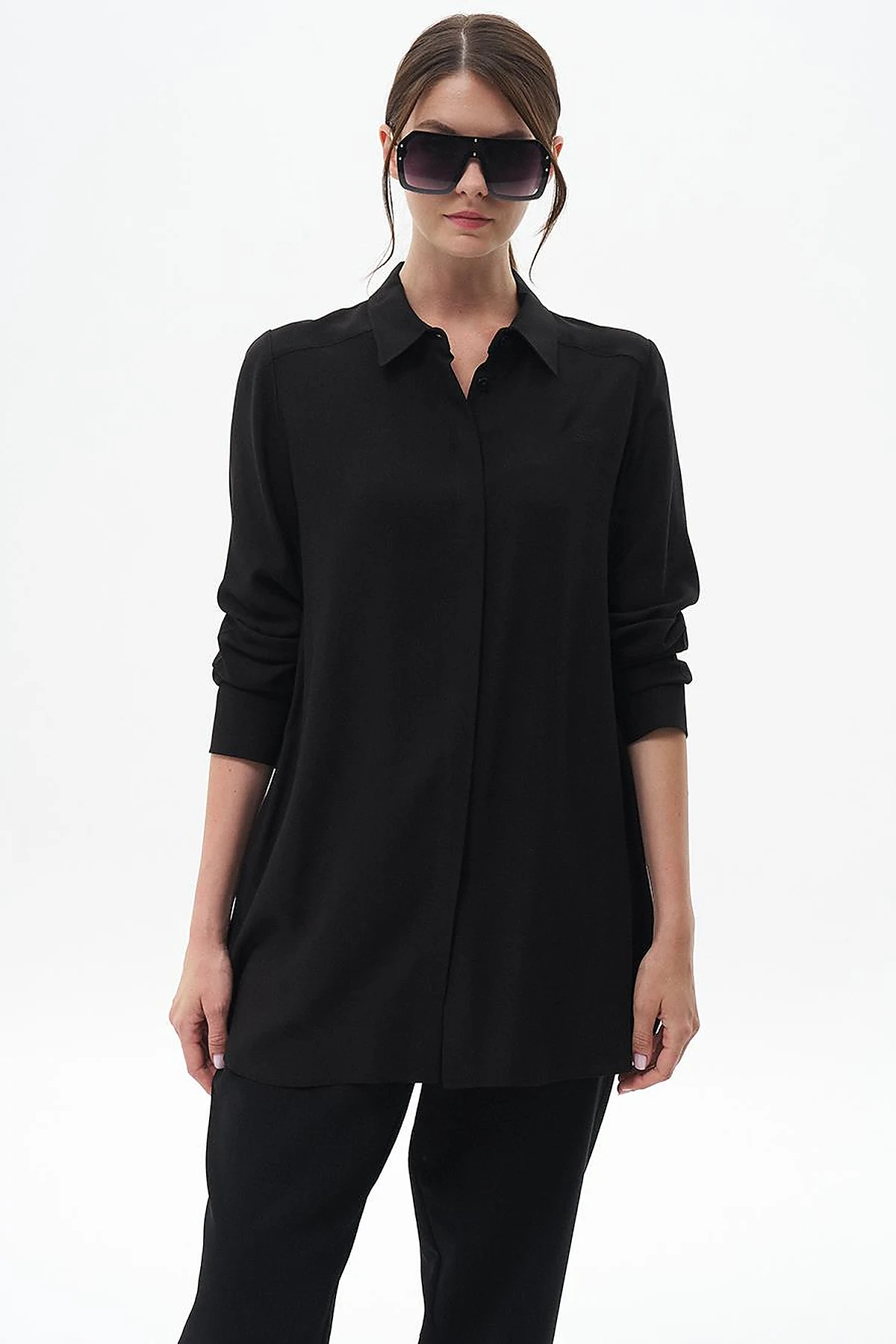 100% Viscose Basic Tunic Black