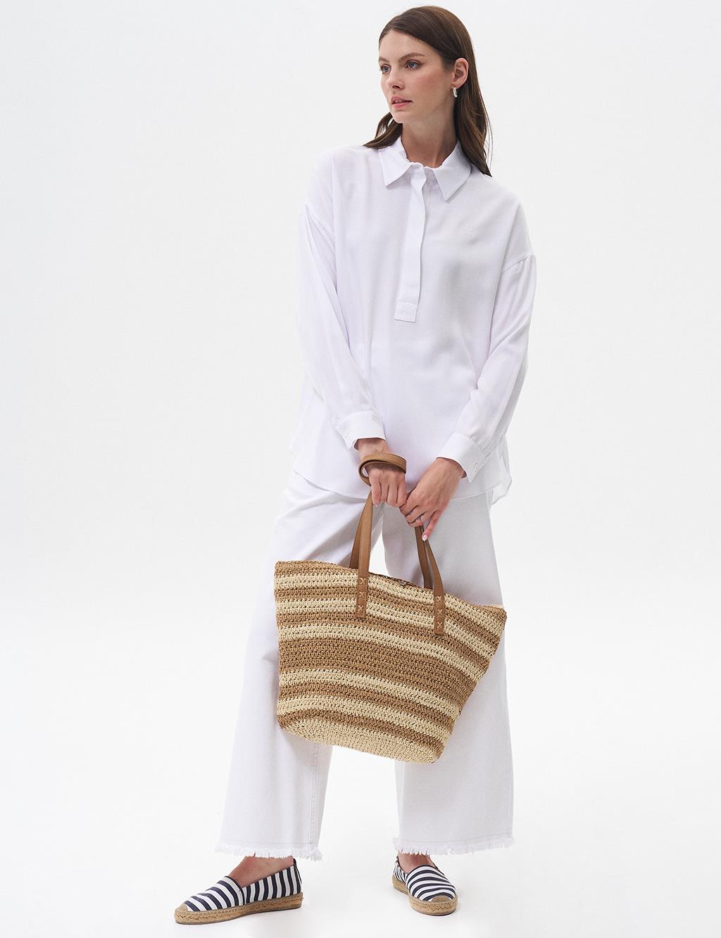 Half Placket Viscose Shirt Optical White