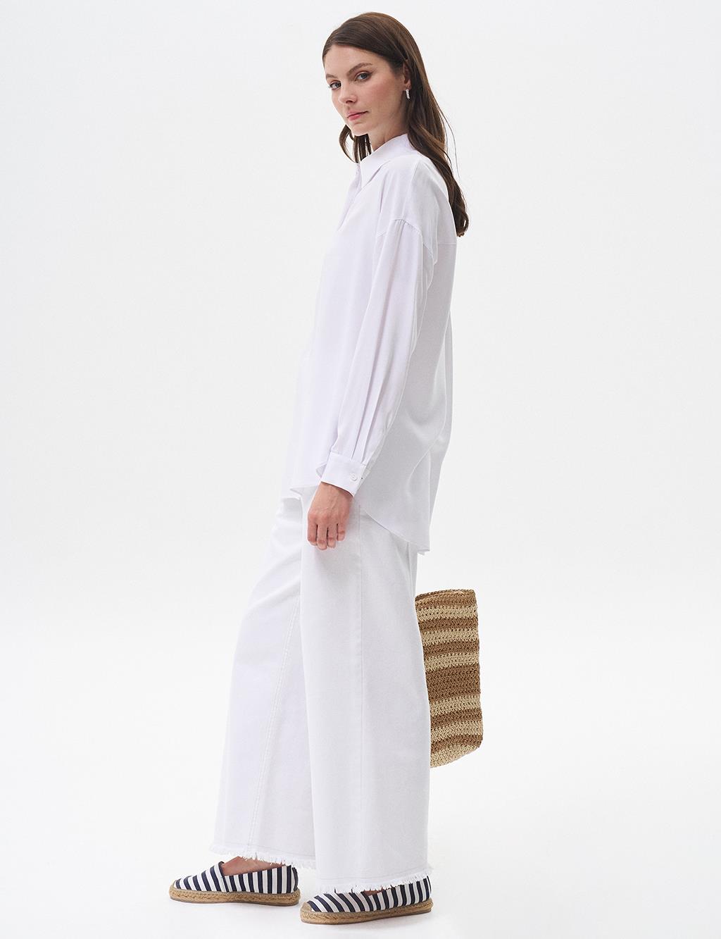 Half Placket Viscose Shirt Optical White