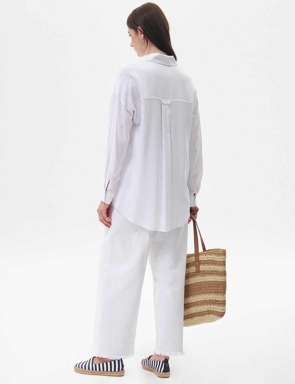 Half Placket Viscose Shirt Optical White