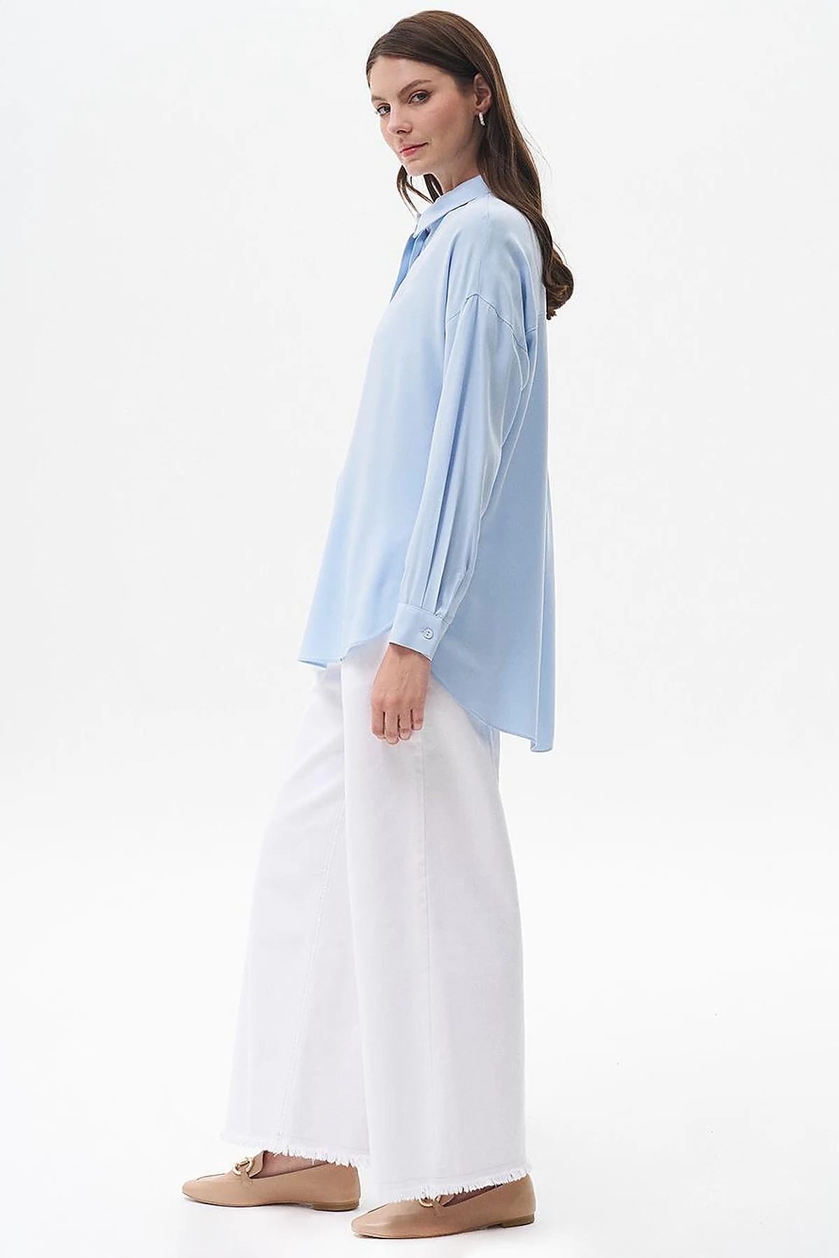 Half Placket Viscose Shirt Ice Blue