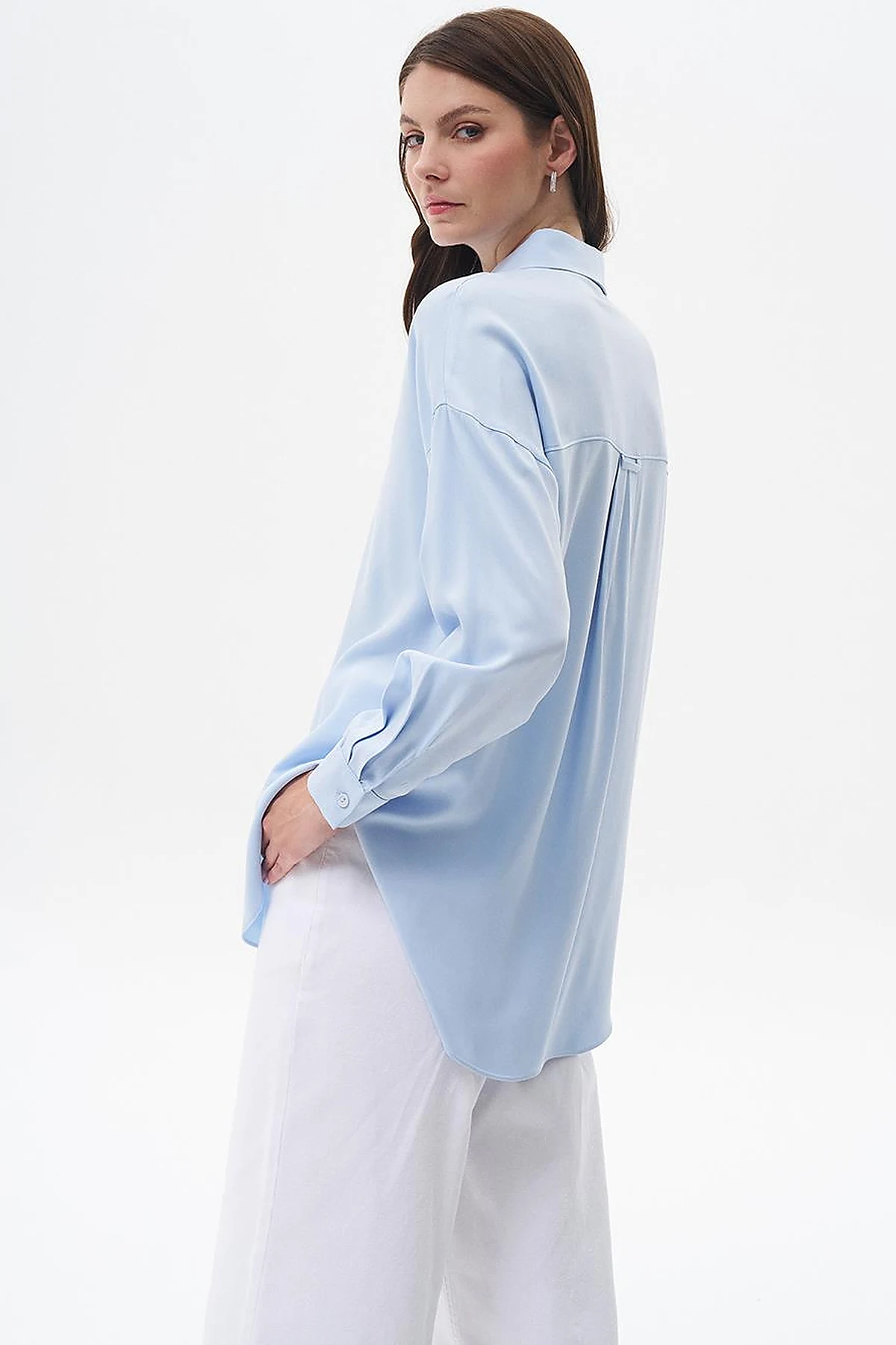 Half Placket Viscose Shirt Ice Blue
